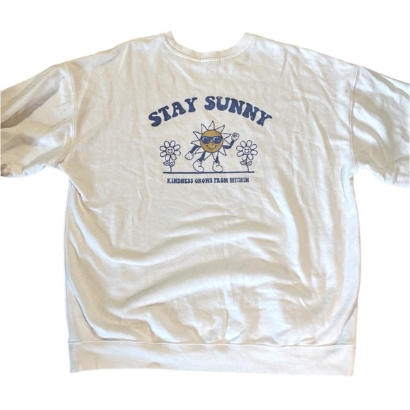GARAGE White 'Stay Sunny' Graphic Sweatshirt. LARGE - Picture 1 of 5